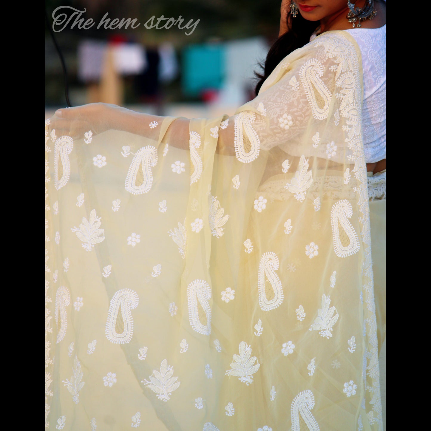 AFREEN- Cream Chikankari Saree