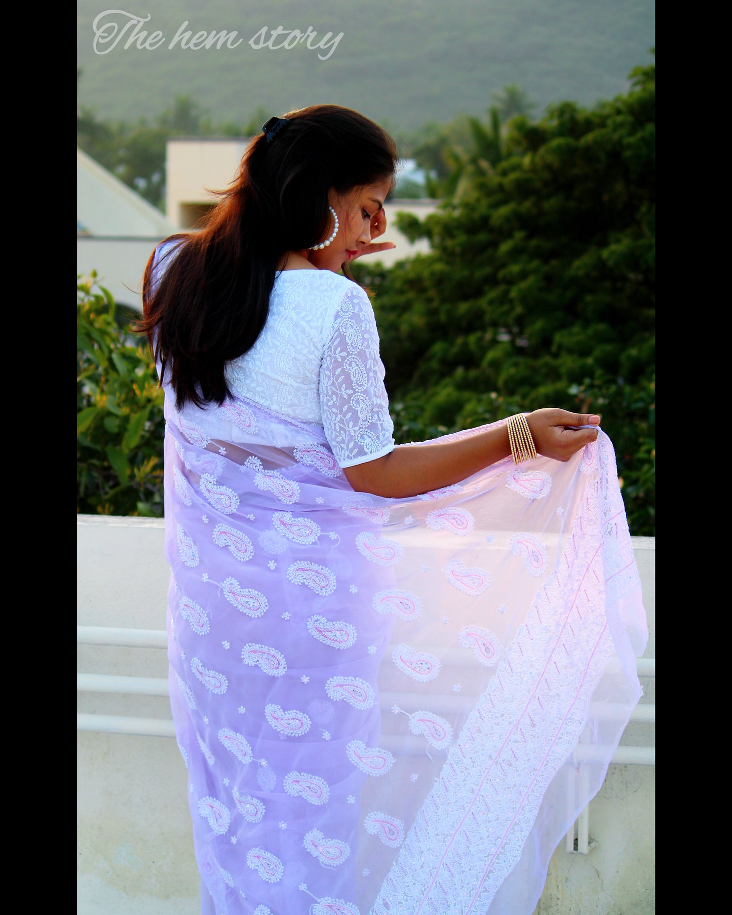 AFREEN - Lavender Chikankari Saree with Intricate Cut Dana Embroidery Work