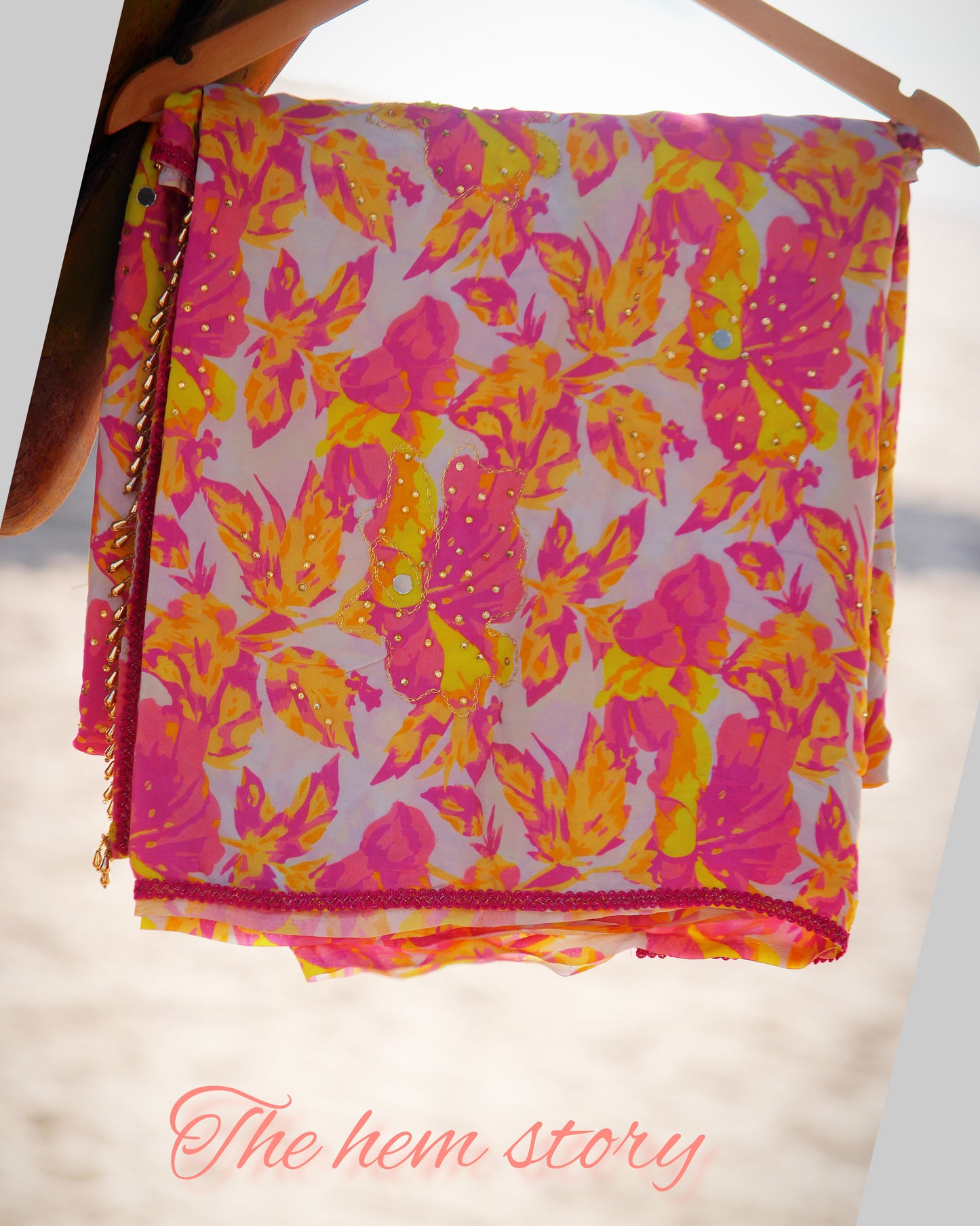 FIZA- Floral Embellished Chinon Silk Saree