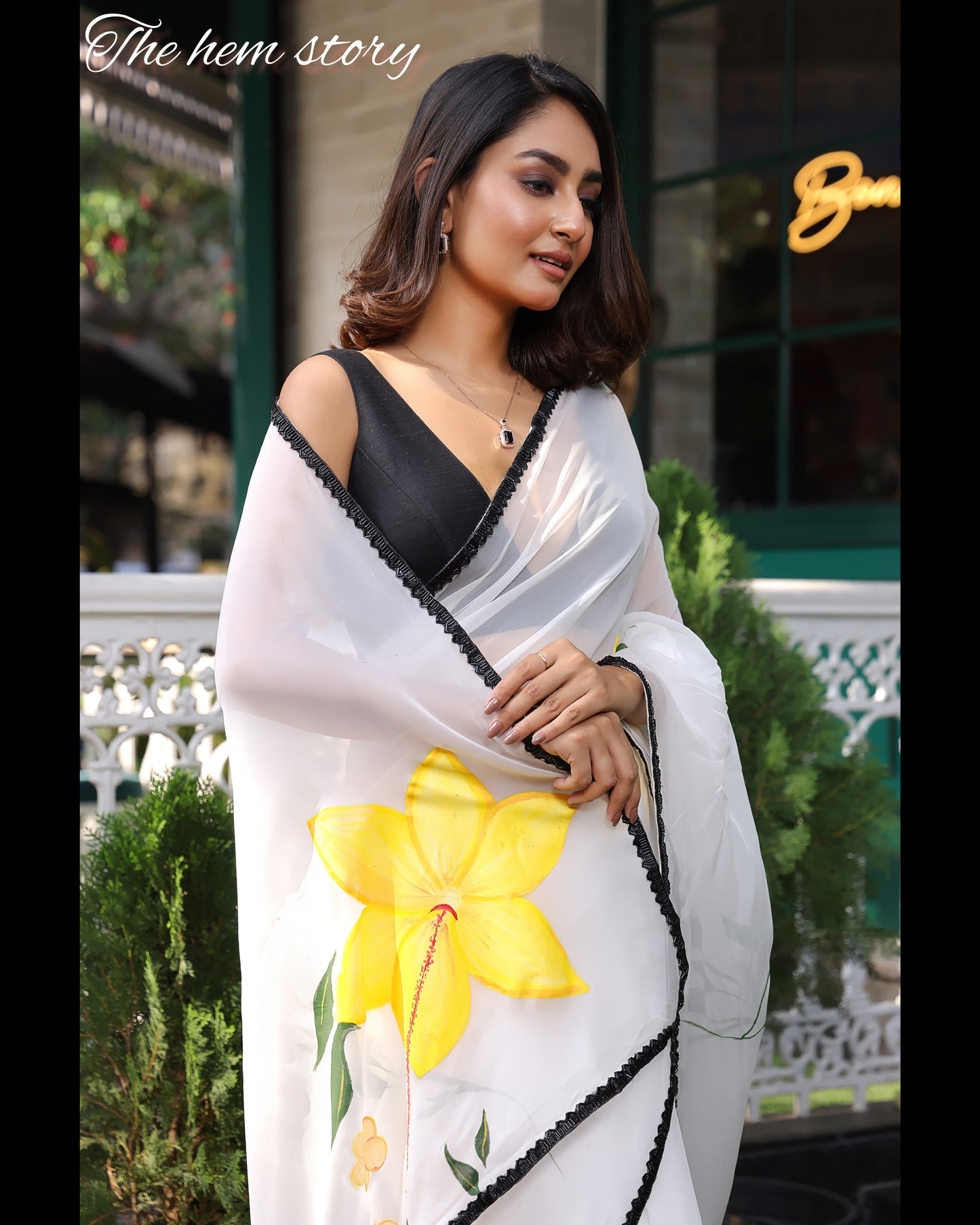 CHITRAKARI- White Handpainted Organza Saree