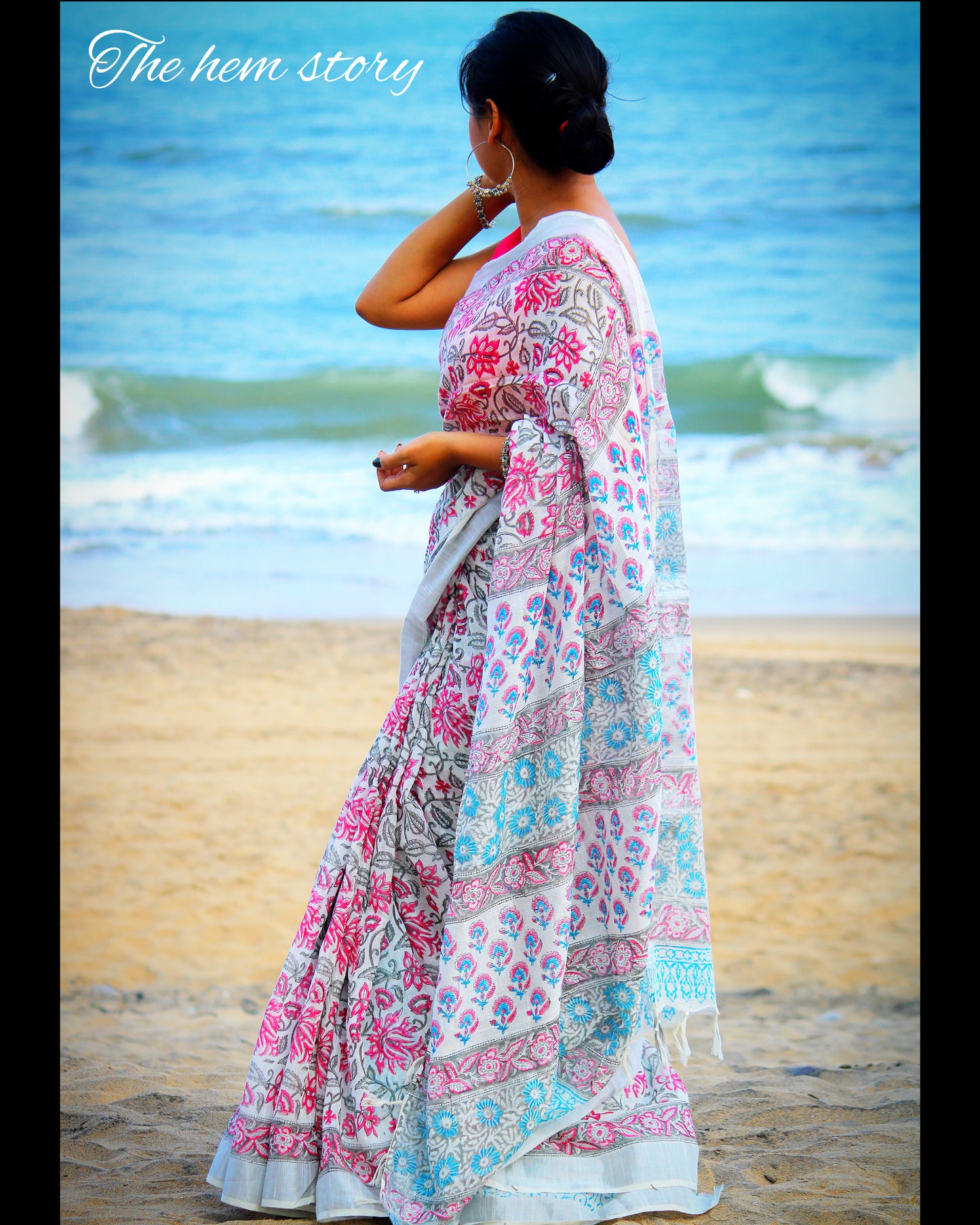 COTTON TALES- White Handblock Printed Cotton Saree