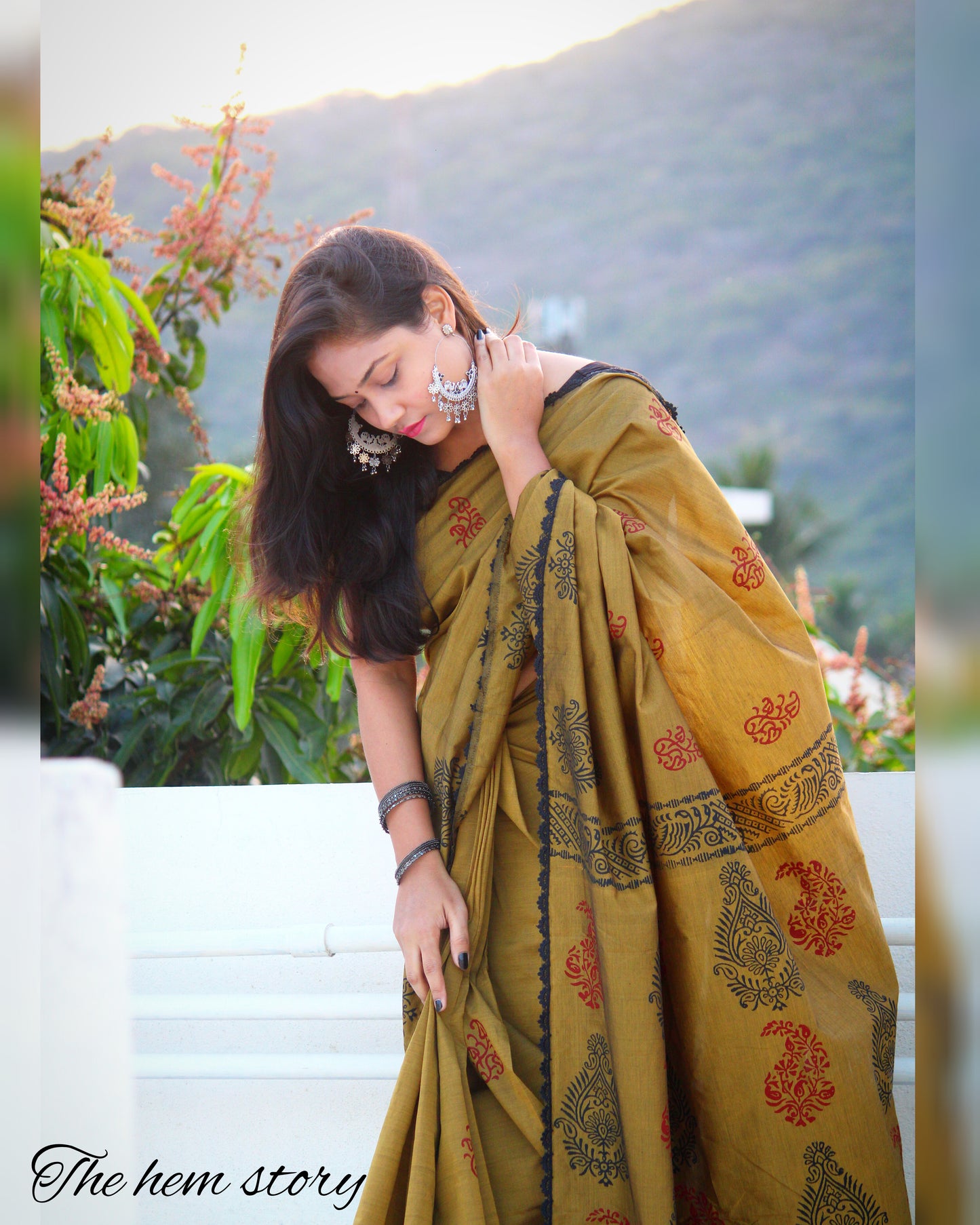 COTTON TALES- Brown Handblock Printed Cotton saree