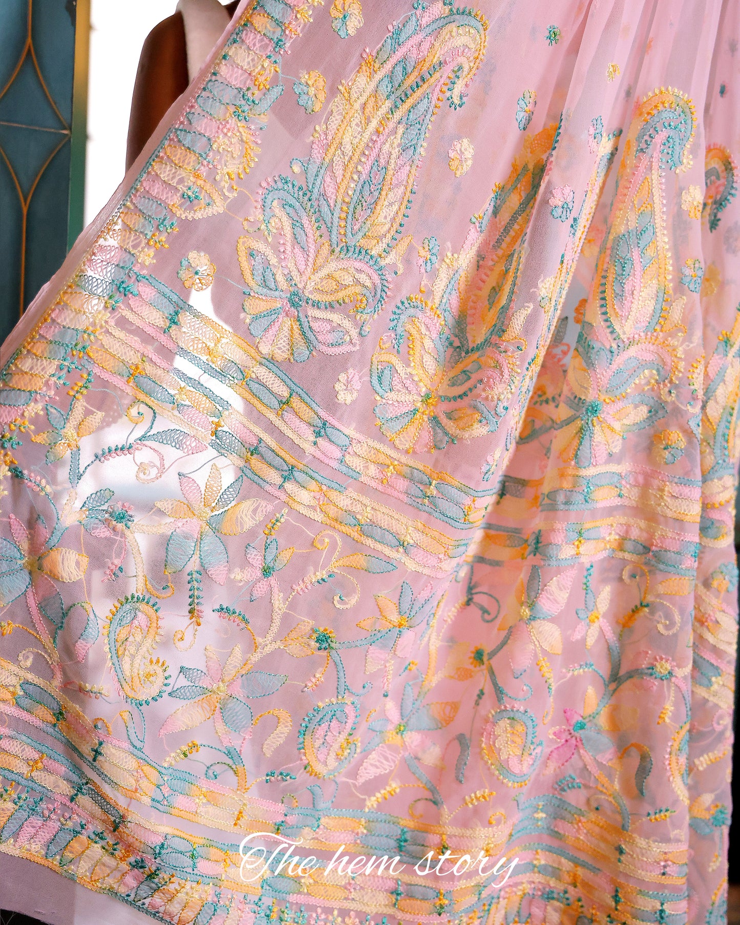 AFREEN -Dusky Pink Chikankari Saree