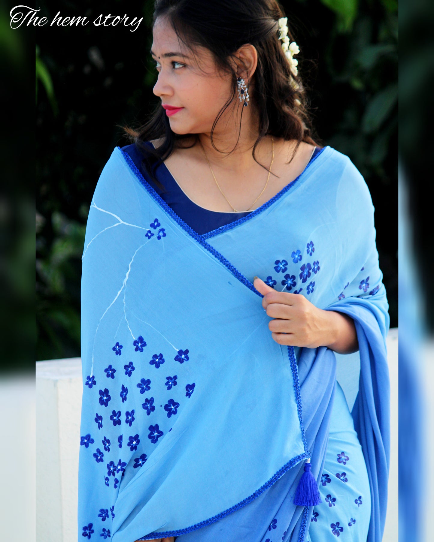 CHITRAKARI- Blue Ombre Handpainted Saree