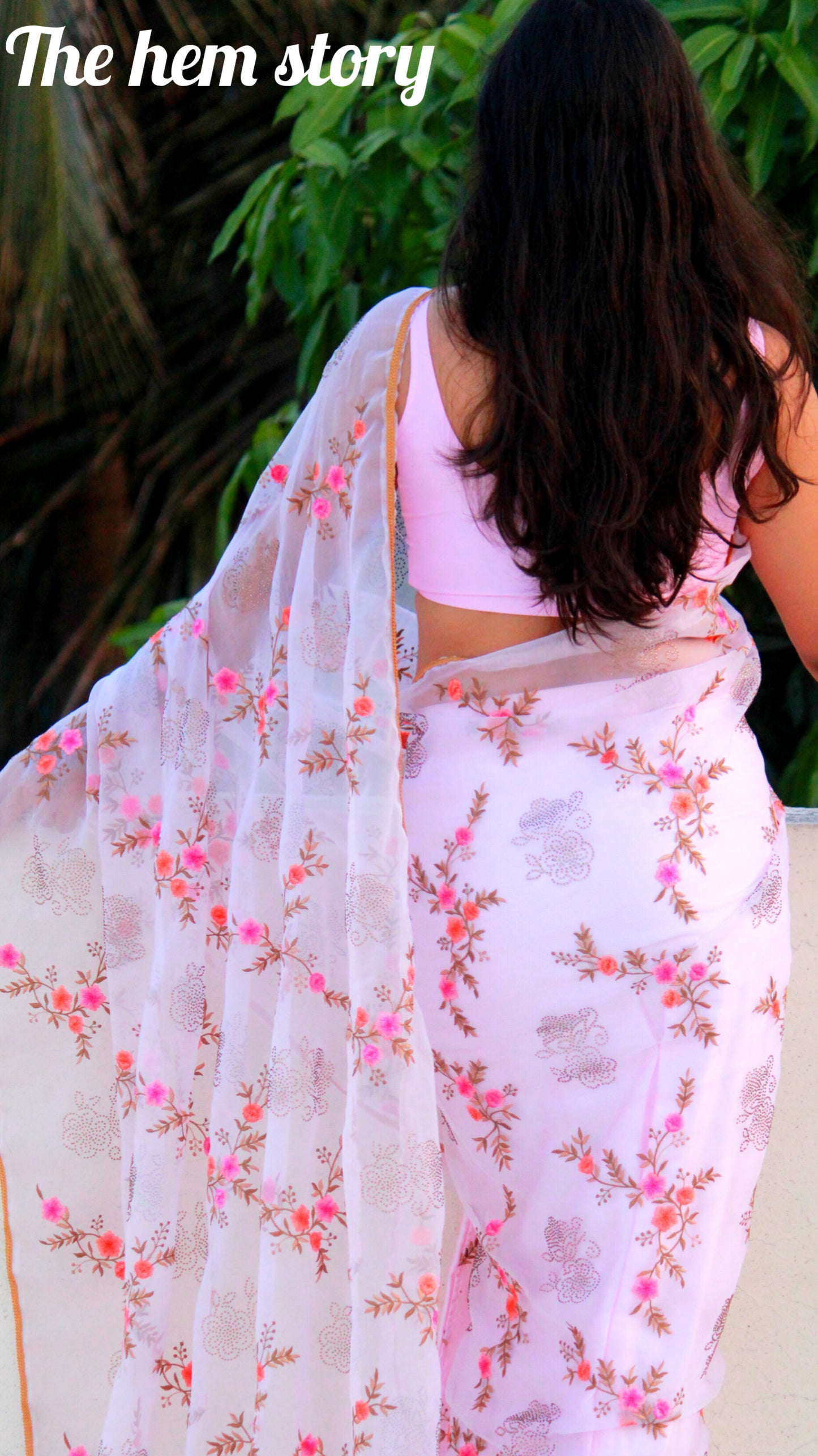 FIZA- Baby Pink Pre-Pleated Soft Organza Saree