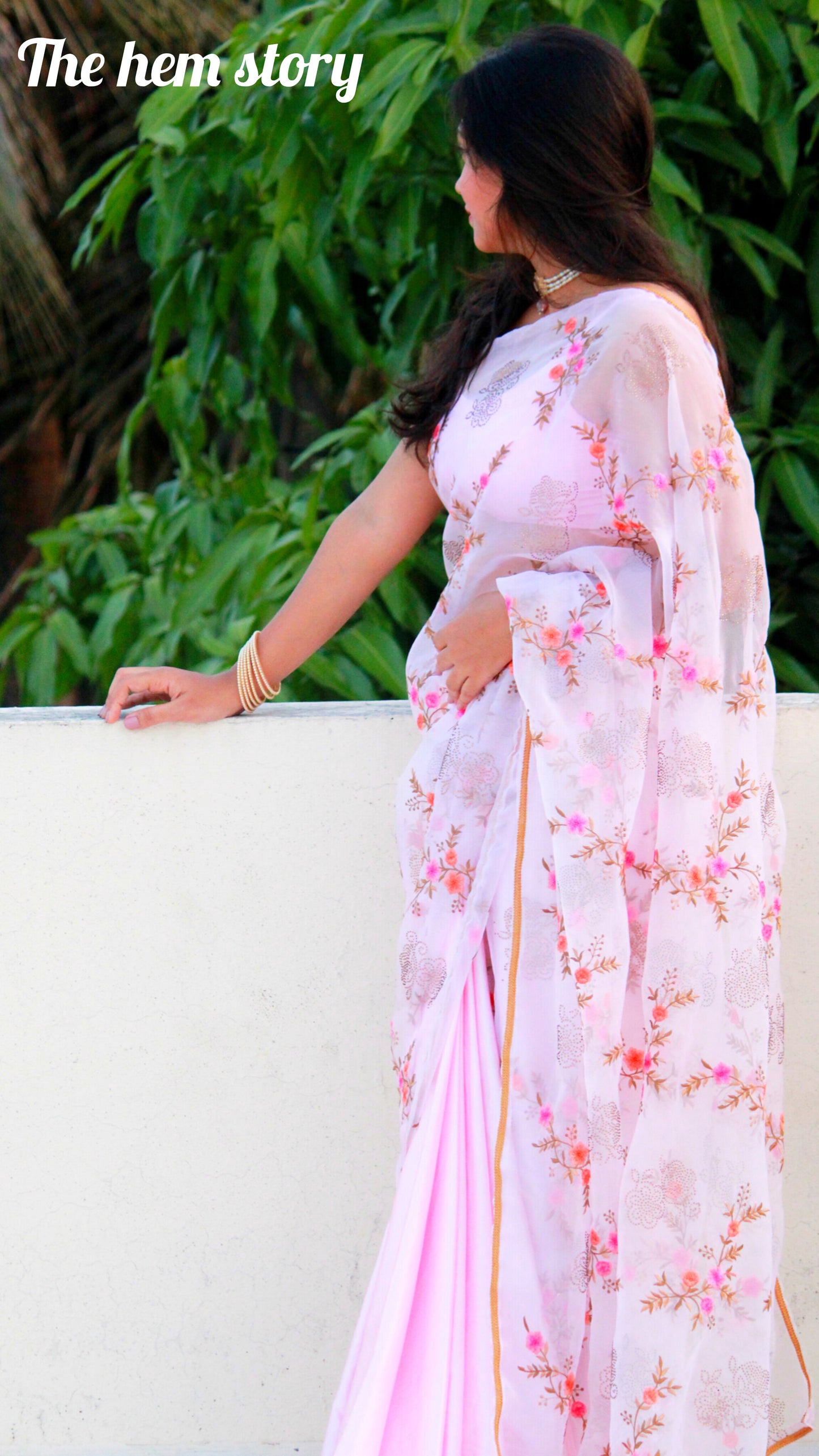 FIZA- Baby Pink Pre-Pleated Soft Organza Saree