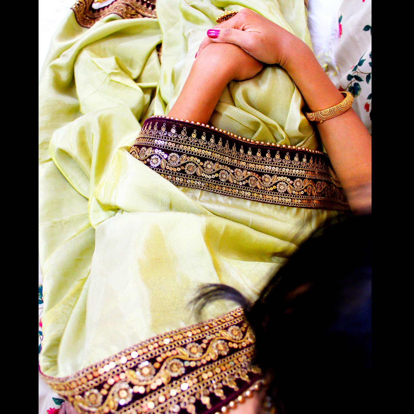 NOOR- Champagne Shade Soft Tissue Sari With Zari Work Borders