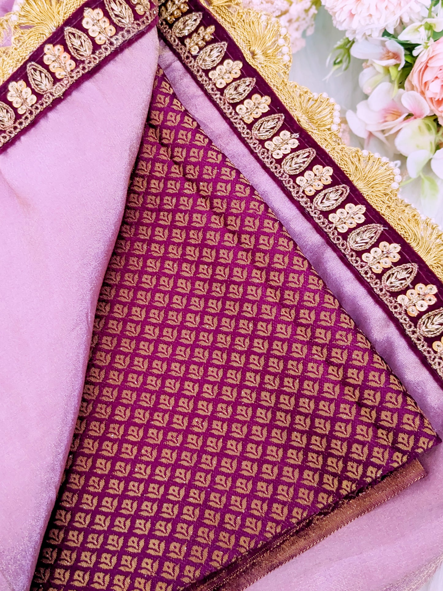 NOOR- Onion Pink Soft Tissue Sari with Intricate Zari Work Borders