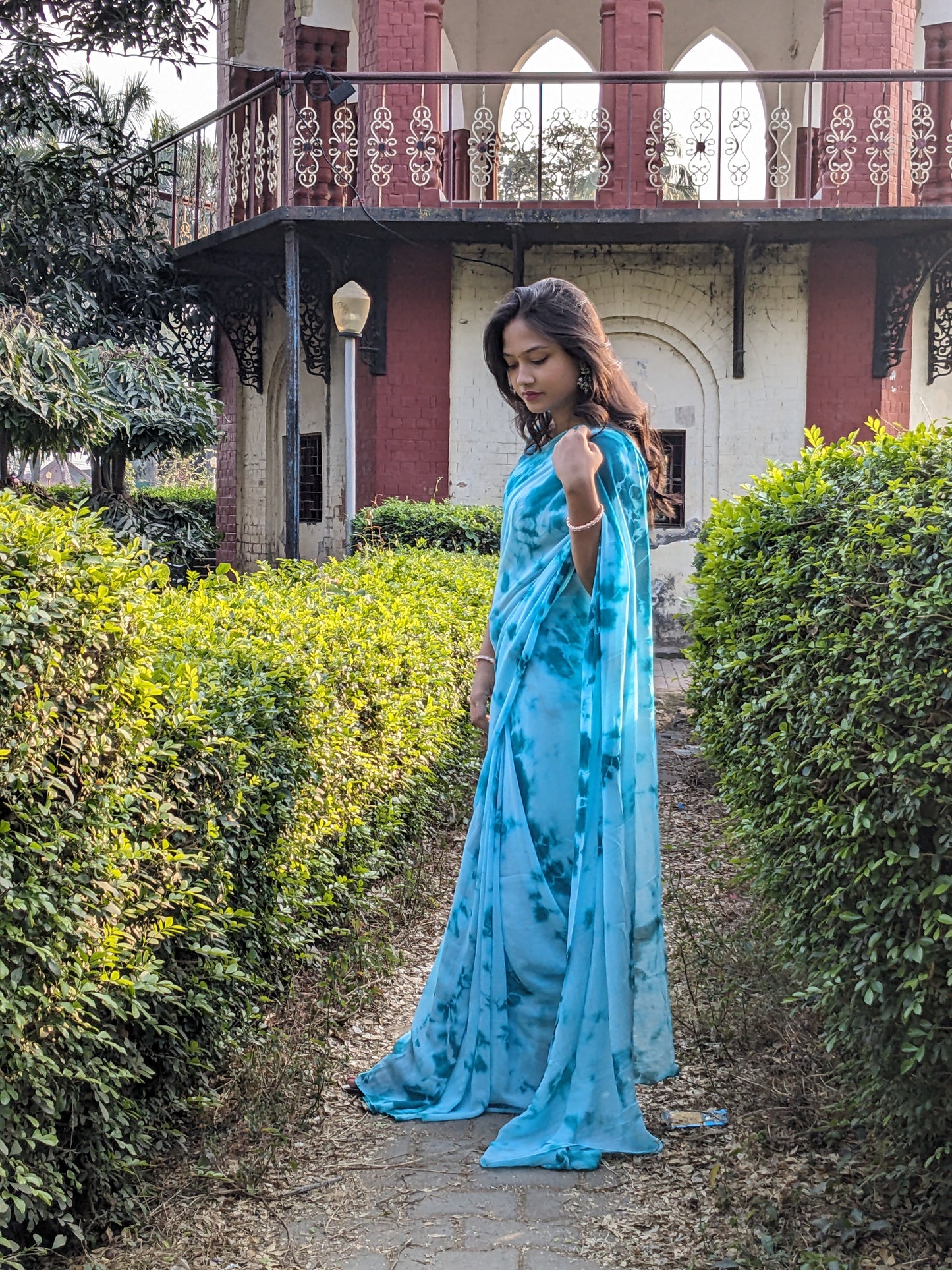 JASHN - Turquoise Blue Tie & Dye Saree