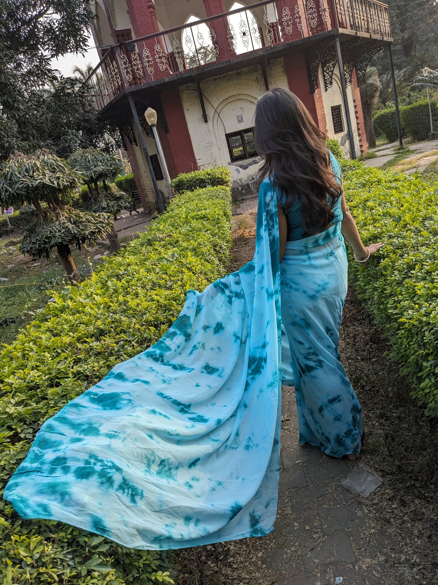 JASHN - Turquoise Blue Tie & Dye Saree