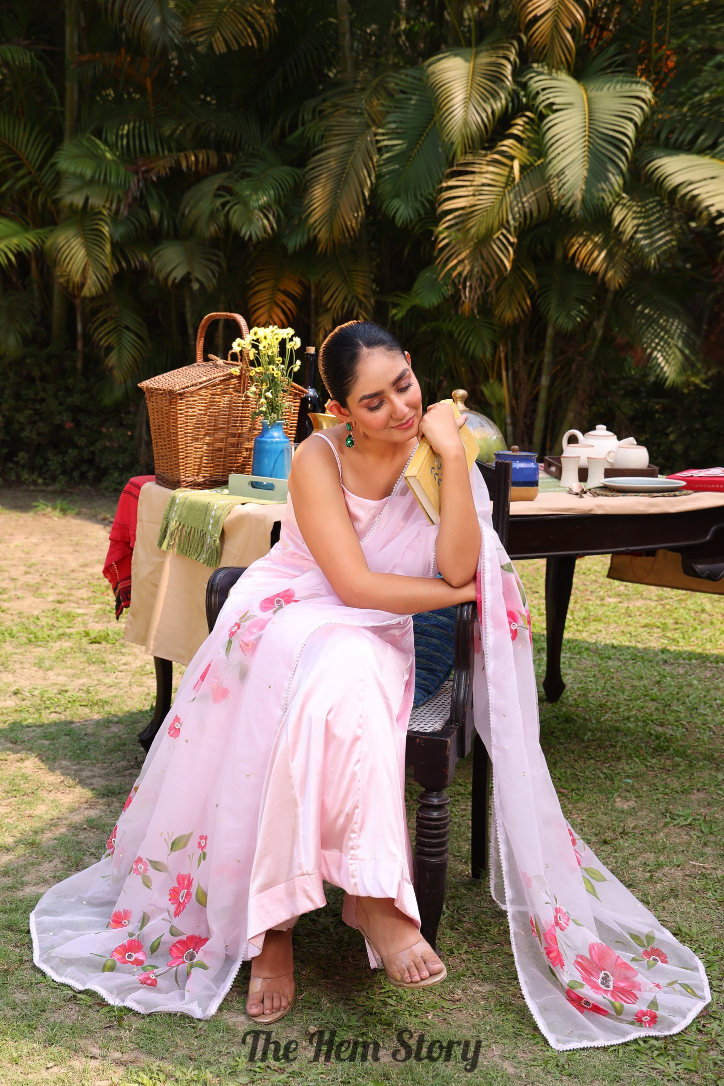 Pink Handpainted Anarkali Suit Set With Handwork