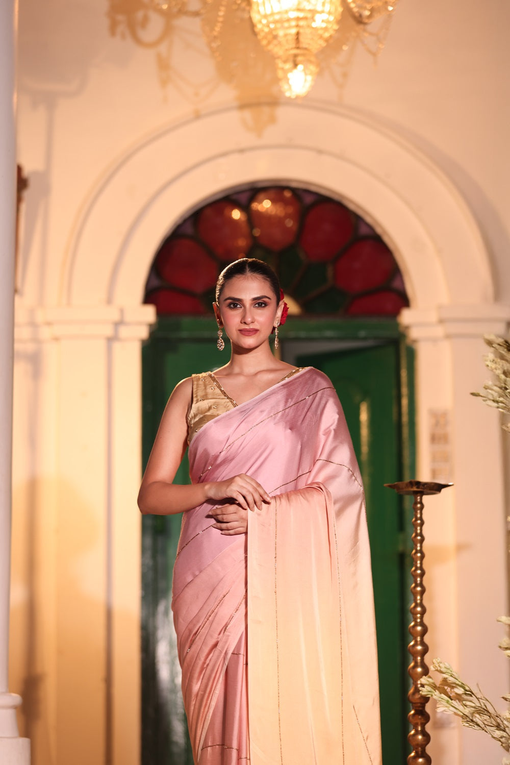 Noor-Ombre Hand Embroidered Silk Saree