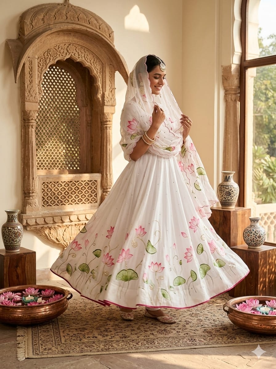 Pichwai Handpainted Anarkali Suit Set