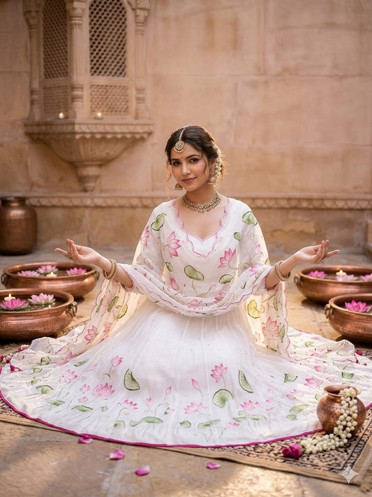 Pichwai Handpainted Anarkali Suit Set