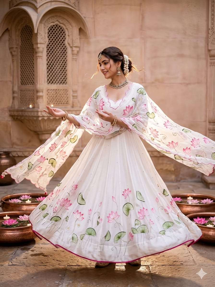 Pichwai Handpainted Anarkali Suit Set