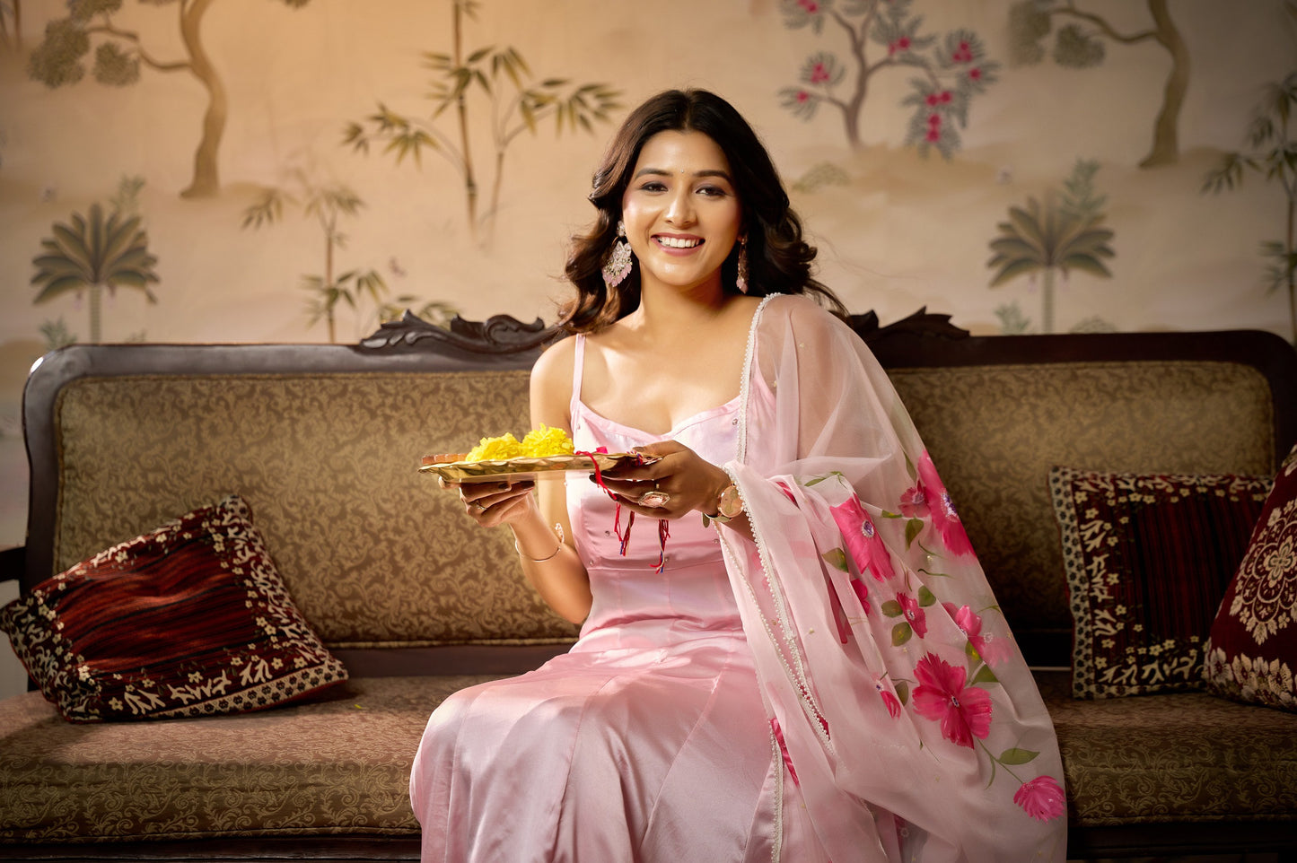 DUPATTAS -Custom Name Organza Handpainted Dupatta