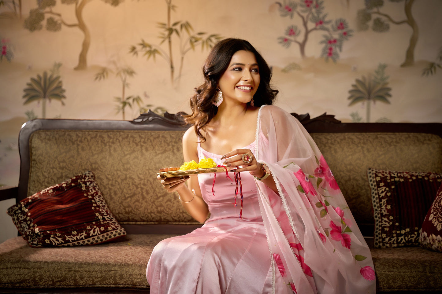 DUPATTAS -Custom Name Organza Handpainted Dupatta