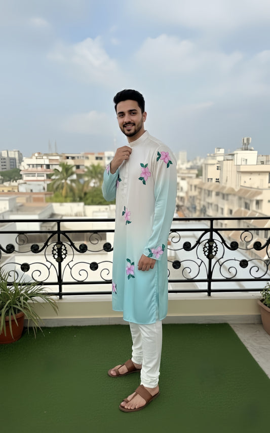 Men's Ombre Handpainted Kurta