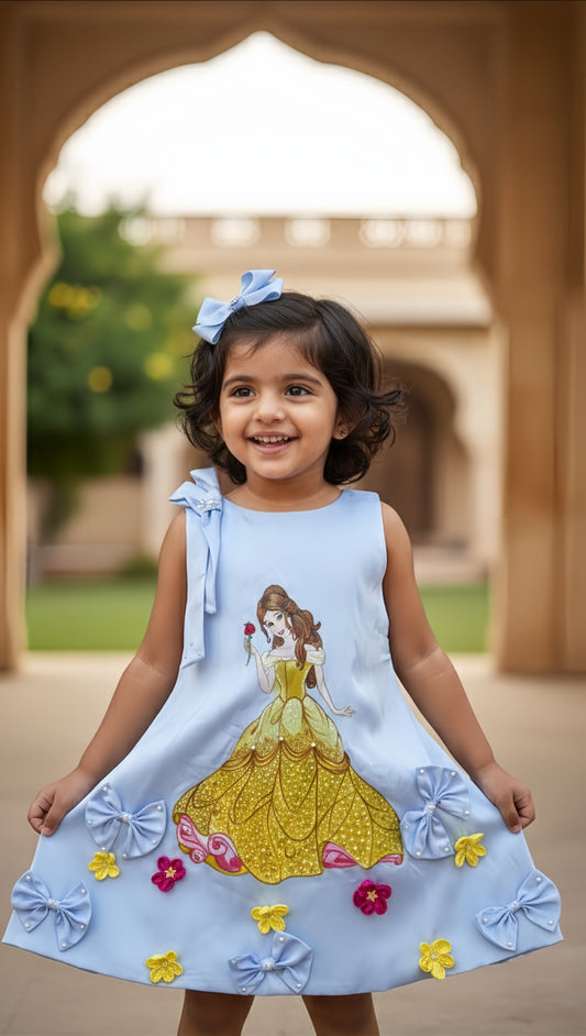 Blue Handpainted kids's Dress