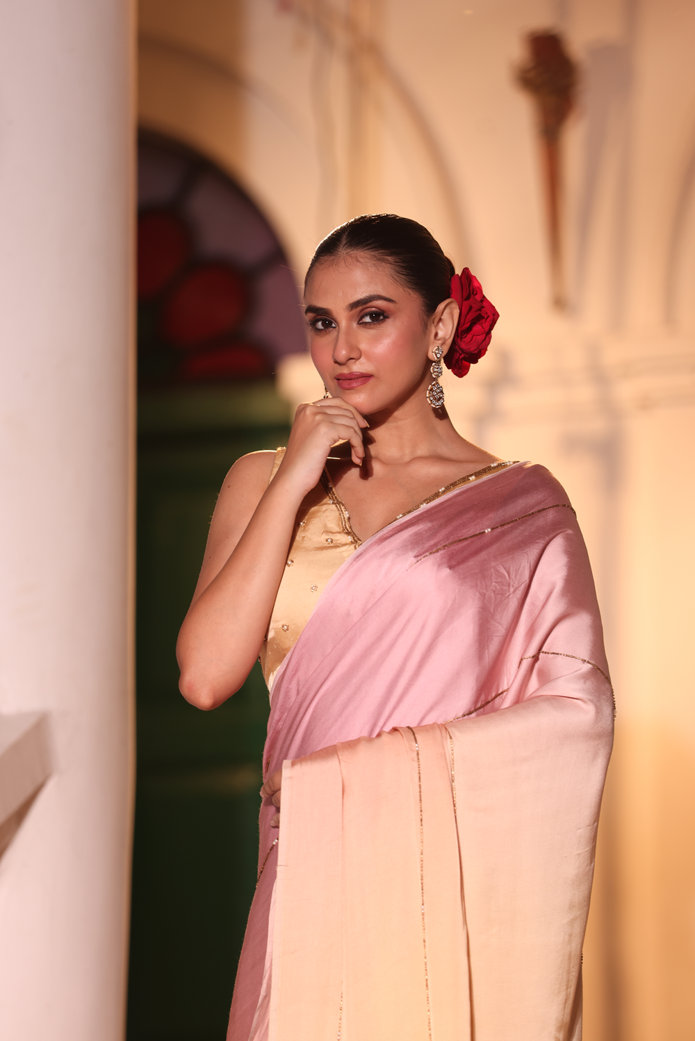 Noor-Ombre Hand Embroidered Silk Saree