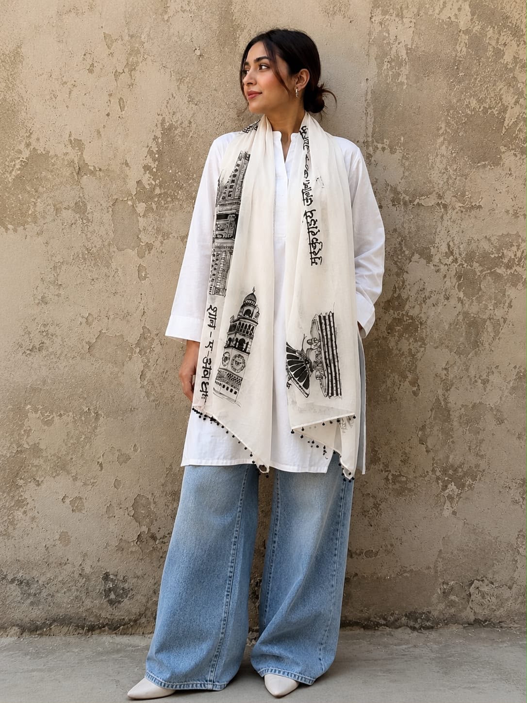 Handpainted Lucknow Scarf