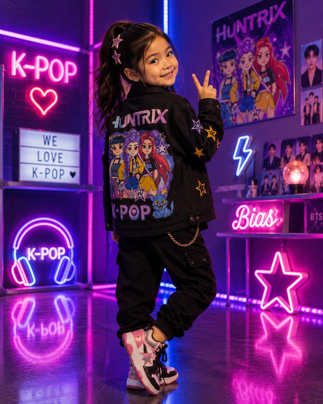 Kids Handpainted K-Pop Denim Jacket