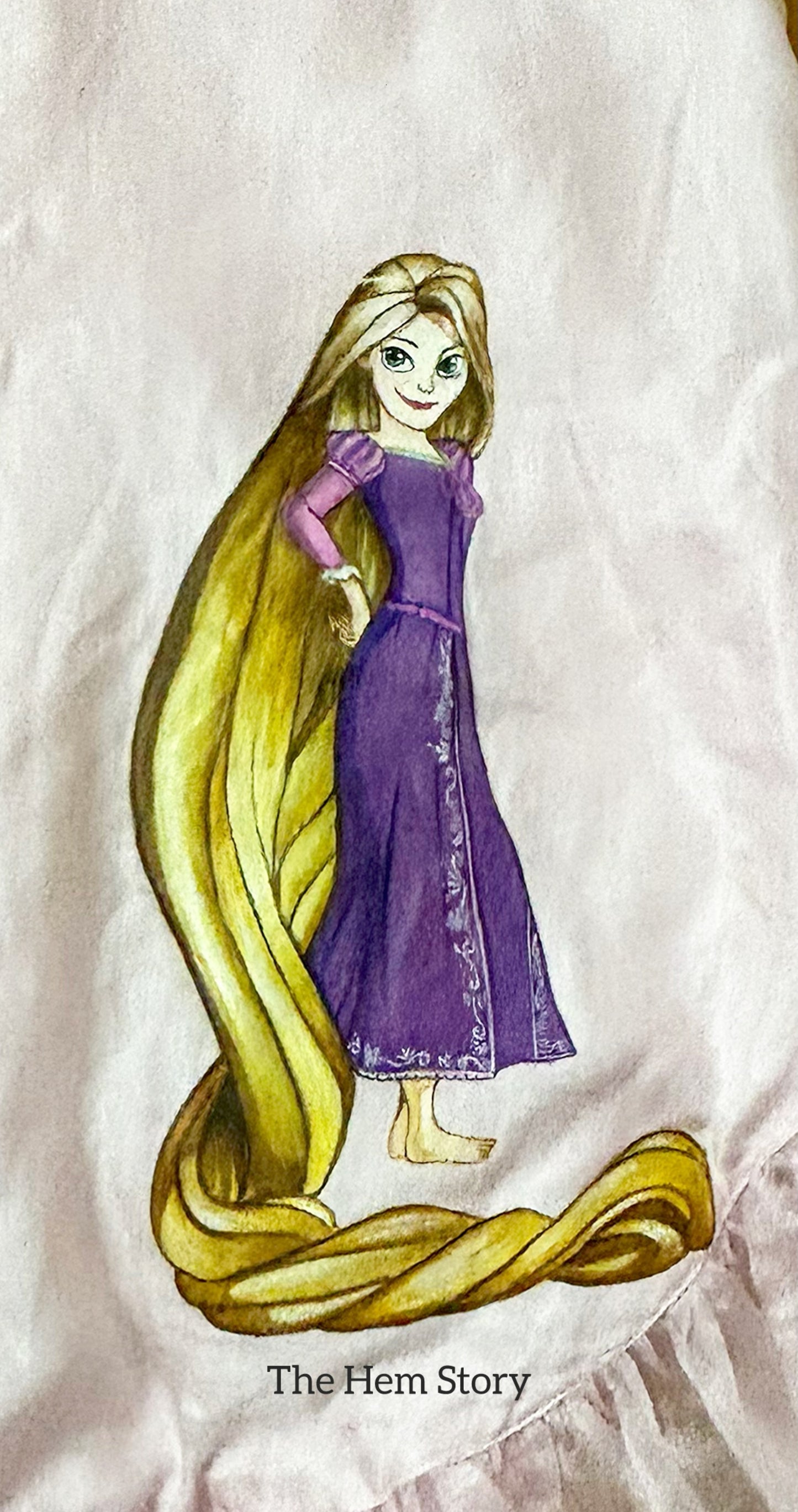 Pink Handpainted Rapunzel kids's Dress