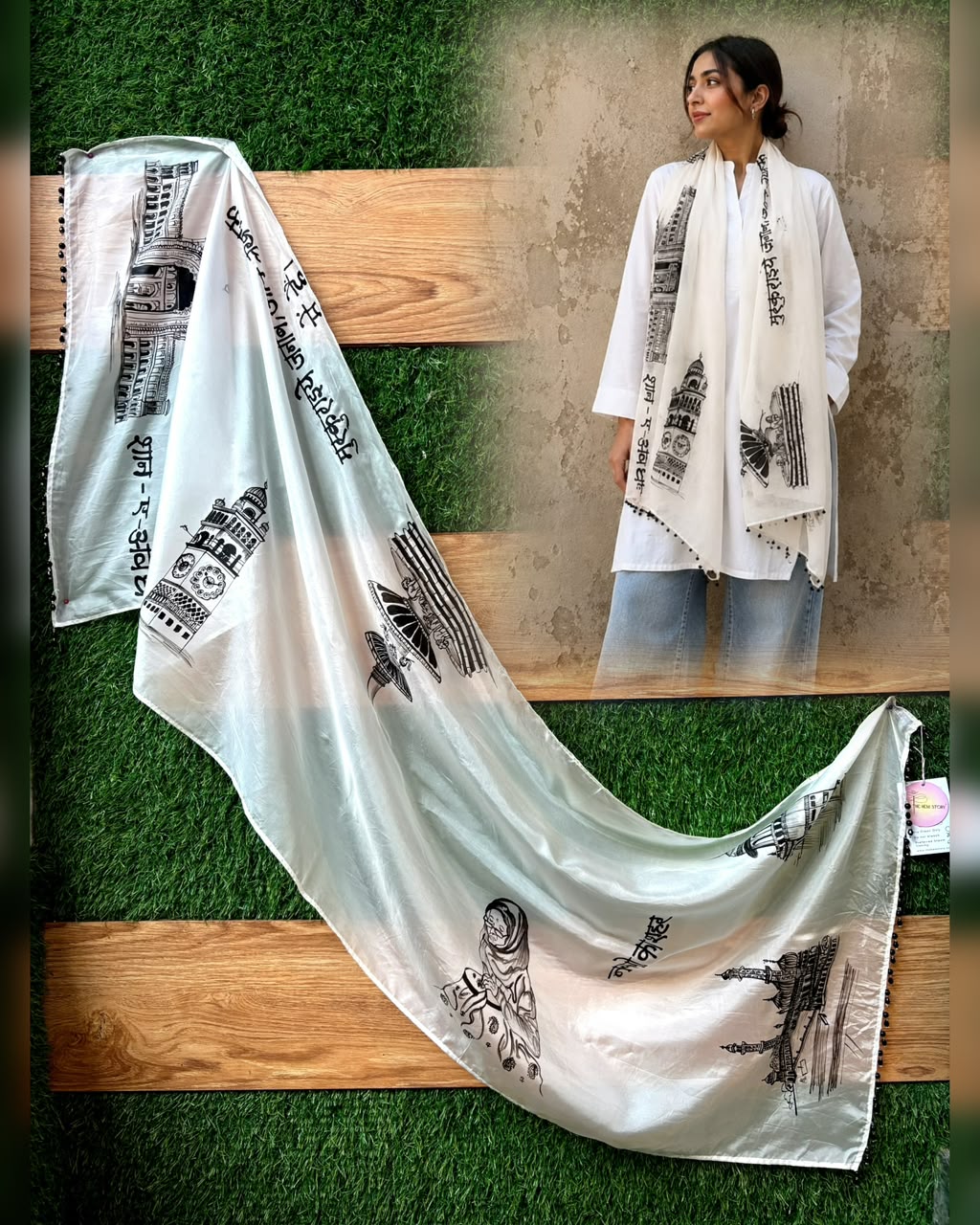 Handpainted Lucknow Scarf